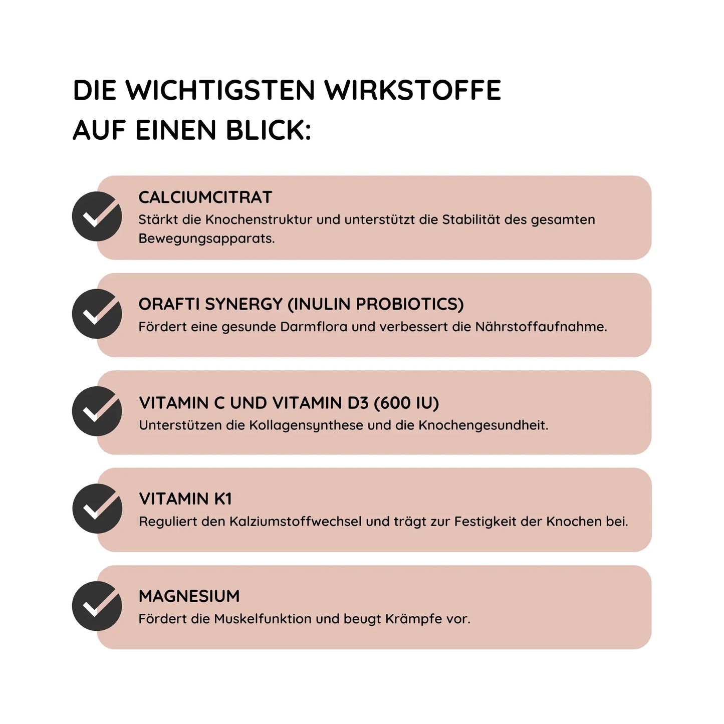Auflistung der wichtigsten Wirkstoffe in ArthroTotal Dog (Kollagen für Hunde)