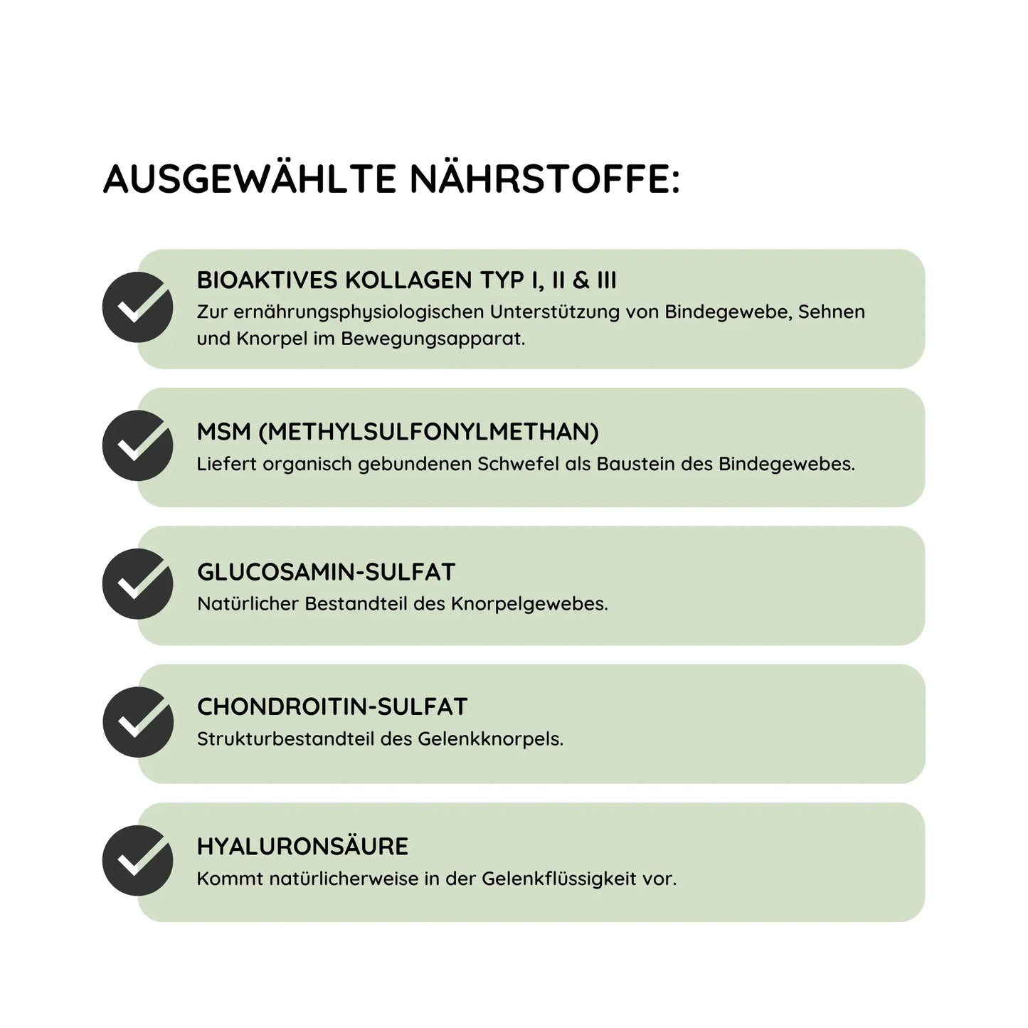 Ausgewählte Nährstoffe in ArthroTotal Horse