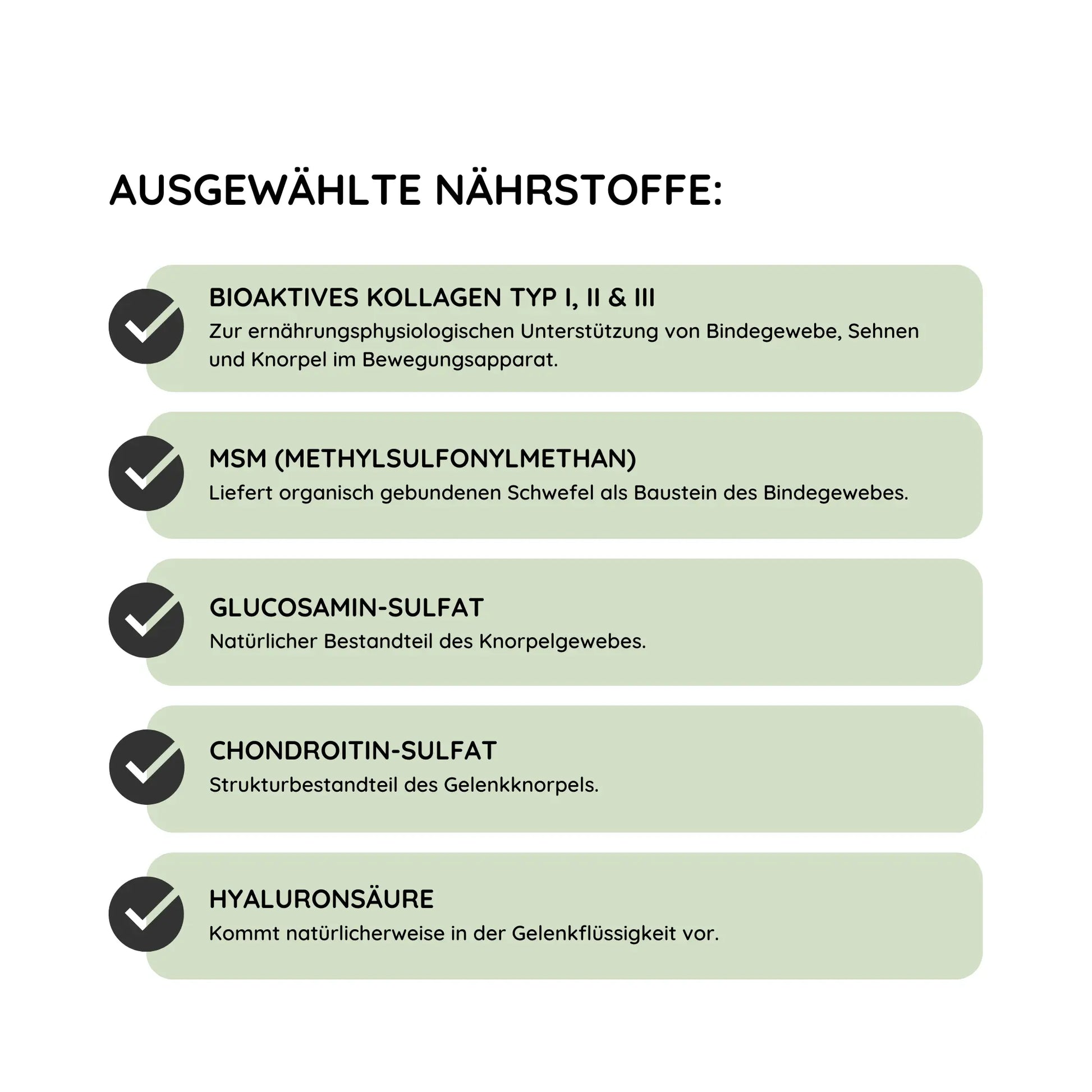 Ausgewählte Nährstoffe in ArthroTotal Horse